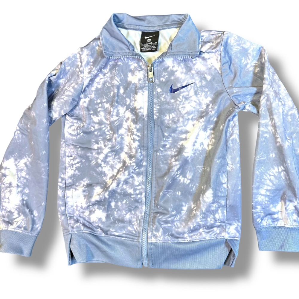 Nike Tie-Dye Track Jacket – Blue Marble Print Zip-Up (5–6 Years / 6M)